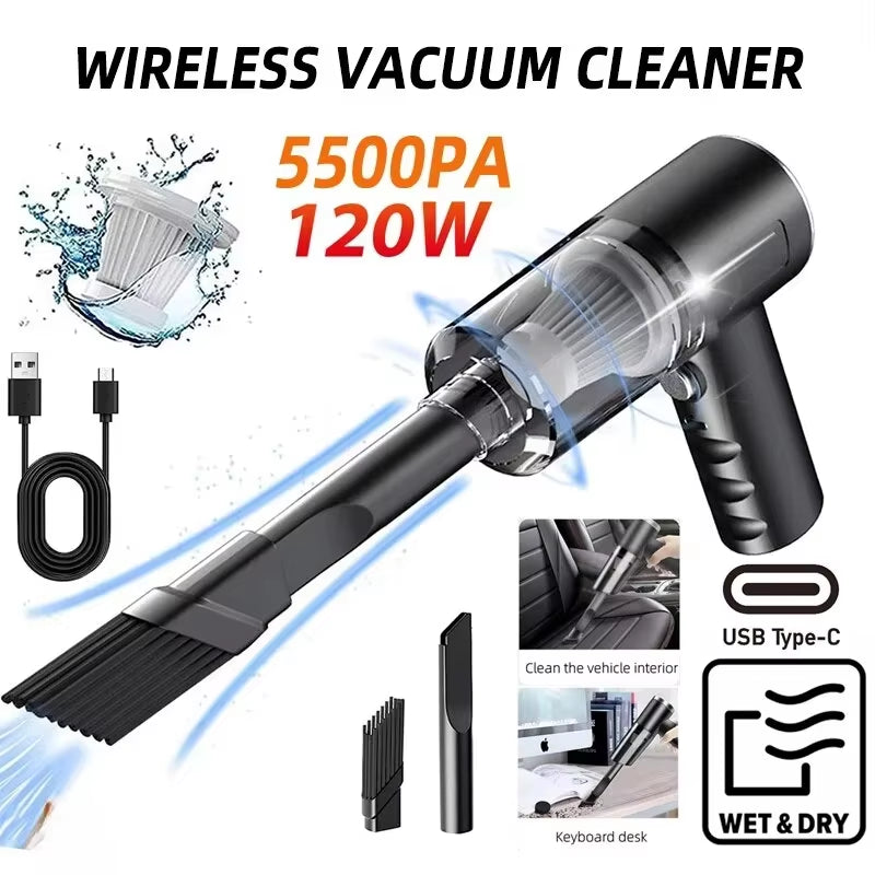 120W Wireless Handheld Vacuum Cleaner – Portable Cordless Car & Home Vacuum, High Power Suction, Lightweight Mini Cleaner for Car Interior, Office & Household