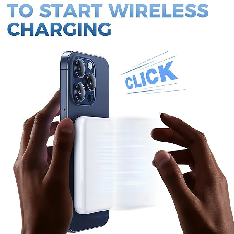 MagCharge™ 5000mAh Magnetic Wireless Power Bank – Fast Snap-On Charger for iPhone 12–17 Series