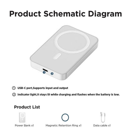MagCharge™ 5000mAh Magnetic Wireless Power Bank – Fast Snap-On Charger for iPhone 12–17 Series
